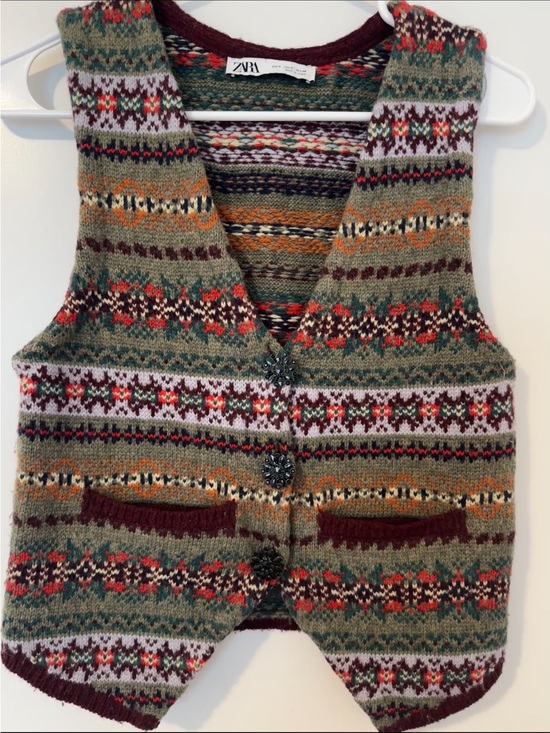 Zara Jackets & Blazers - Zara Multicoloured Jacquard Knit Wool Vest Fair Isle Inspired Size Small Women’s